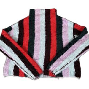 BlankNYC The Mad Hatter Fuzzy Striped Sweater M Nylon Blend Comfort